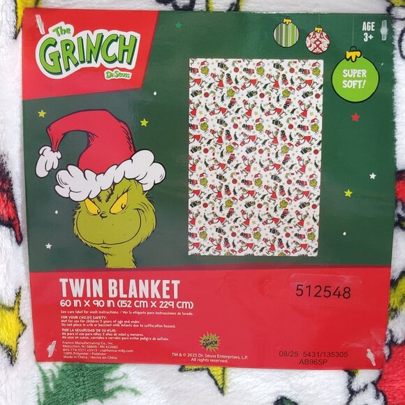 Dr. Seuss The Grinch Twin Plush Throw Blanket 60" X 90" Christmas Holiday Kids - Picture 4 of 11